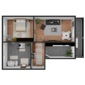 2 Raum Wohnung (63,33m²) mit großem Balkon