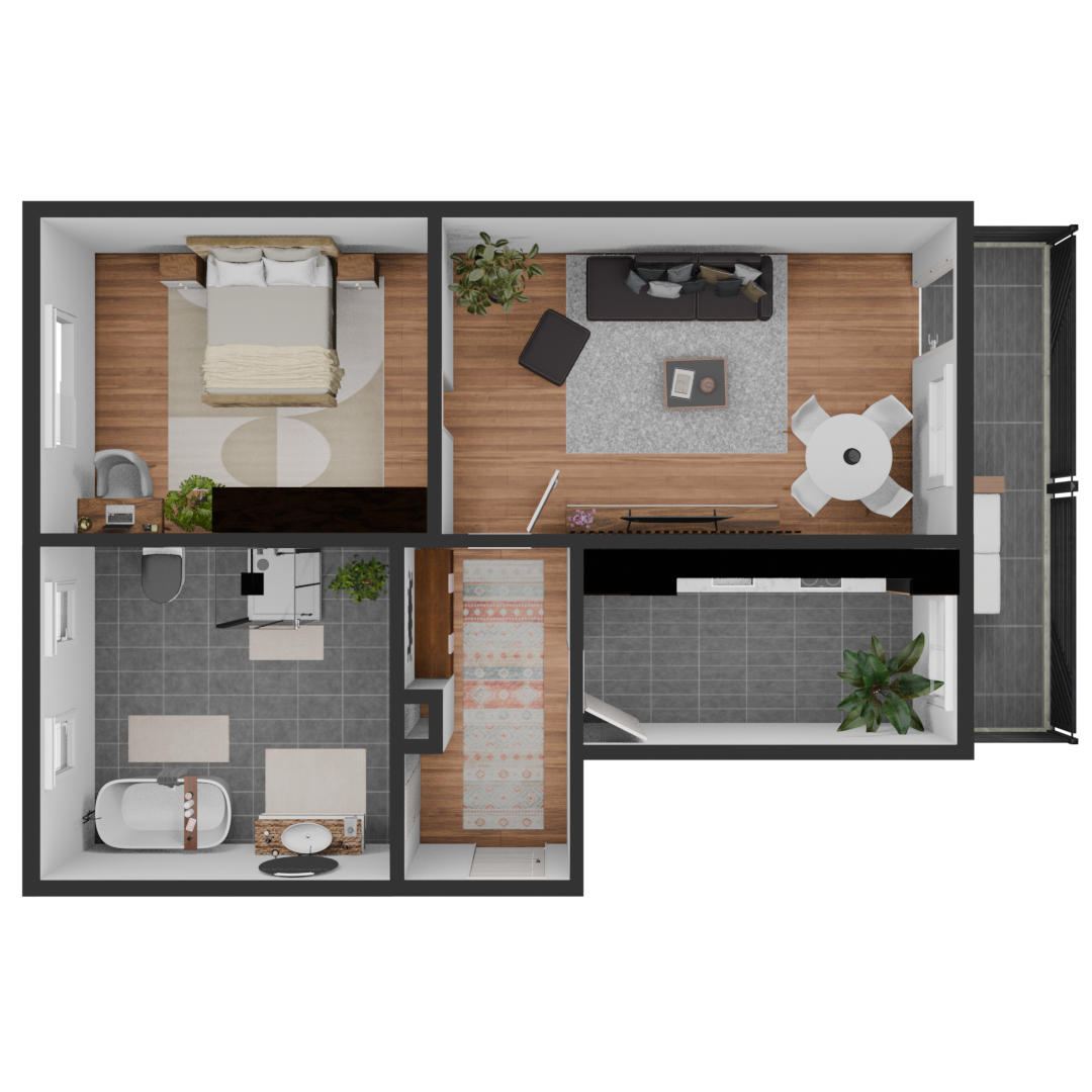 2 Raum Wohnung (63,33m²) mit großem Balkon