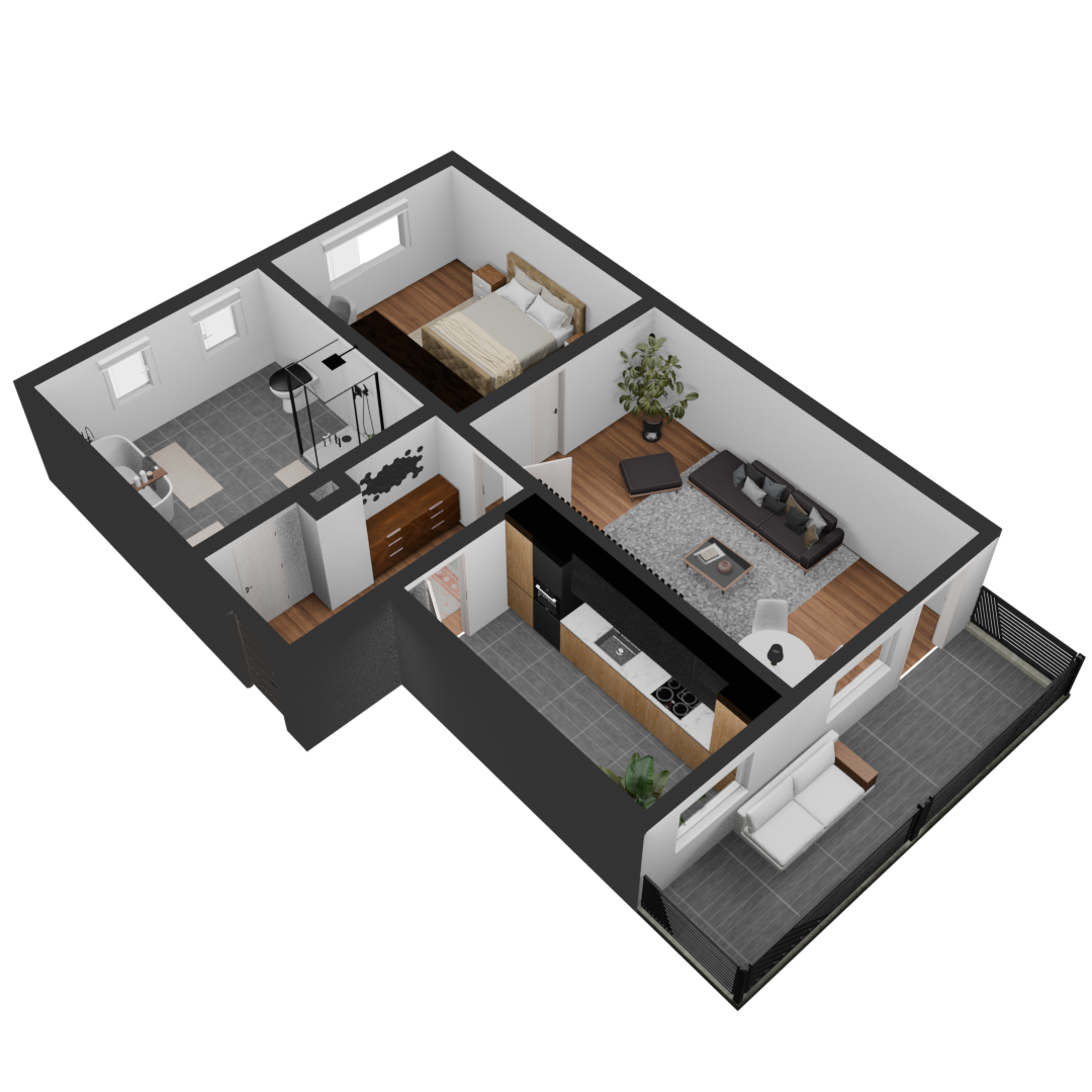 2 Raum Wohnung (63,33m²) mit großem Balkon - Image 3