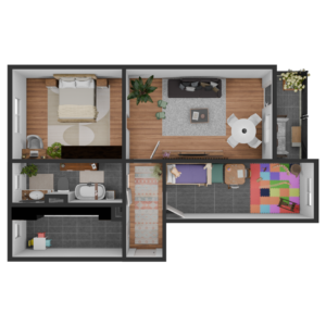 2 Raum Wohnung (63,33m²) mit kleinem Balkon